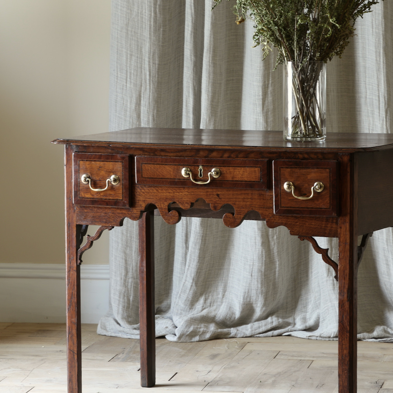 Georgian Three Drawer Oak Side Table